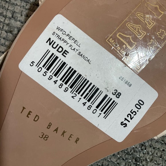 NWT Ted Baker London Nude Pepell Slingback Leather Sandals Size 7.5 Size 38 EU - Picture 8 of 9